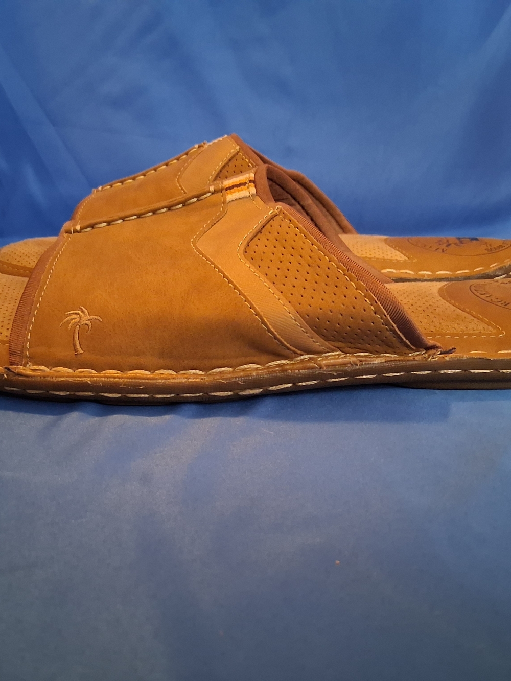 Margaritaville Men's Brown Slip-On Slide Sandals Logo Synthetic Upper US 11